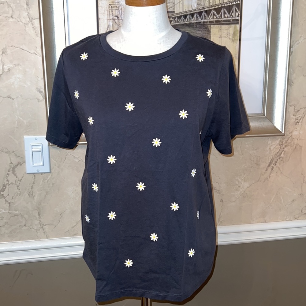 South Parade Flower Dark Gray Tee Shirt size Large